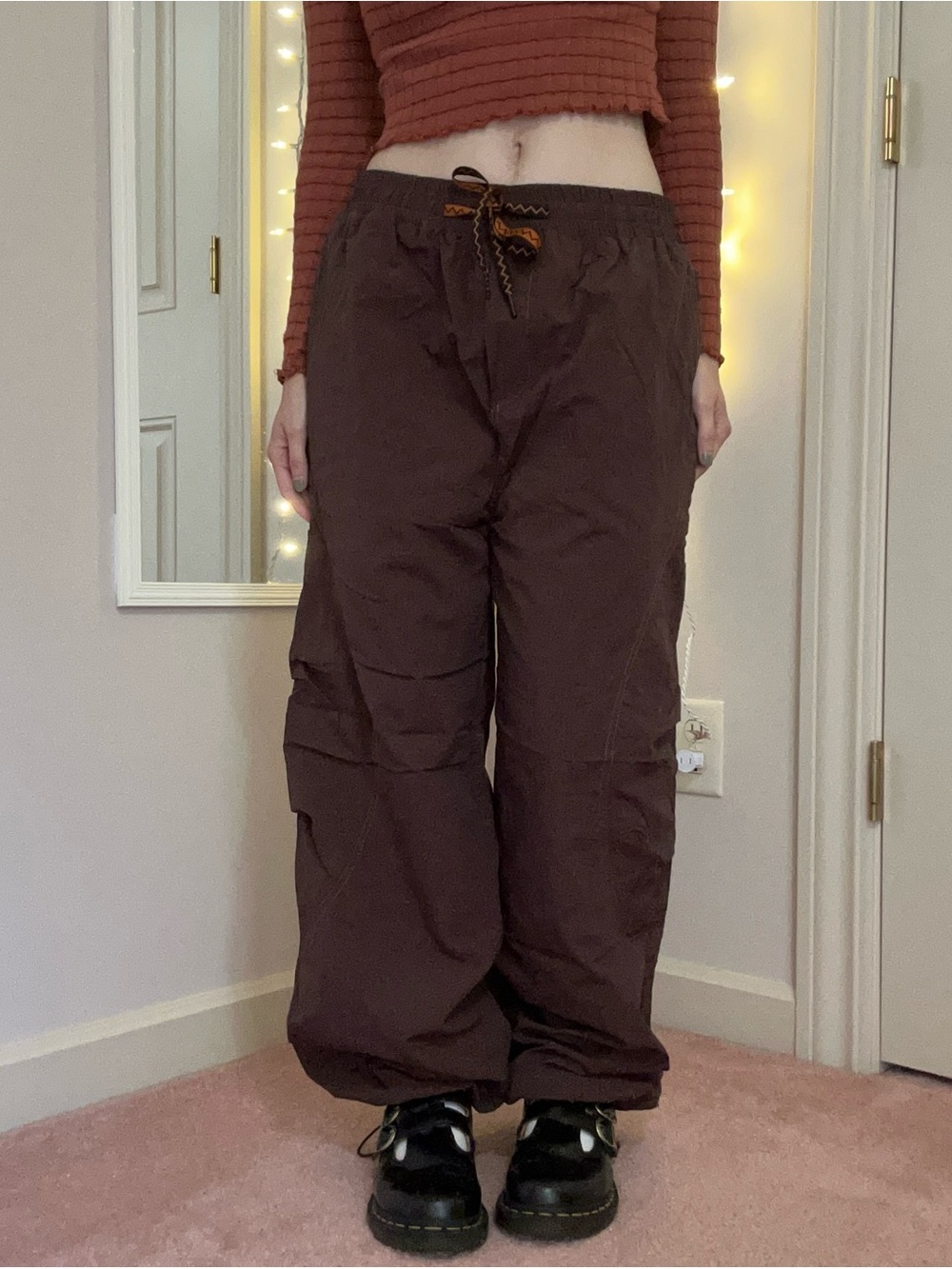 Brown and Orange Cargo Sweat Pants